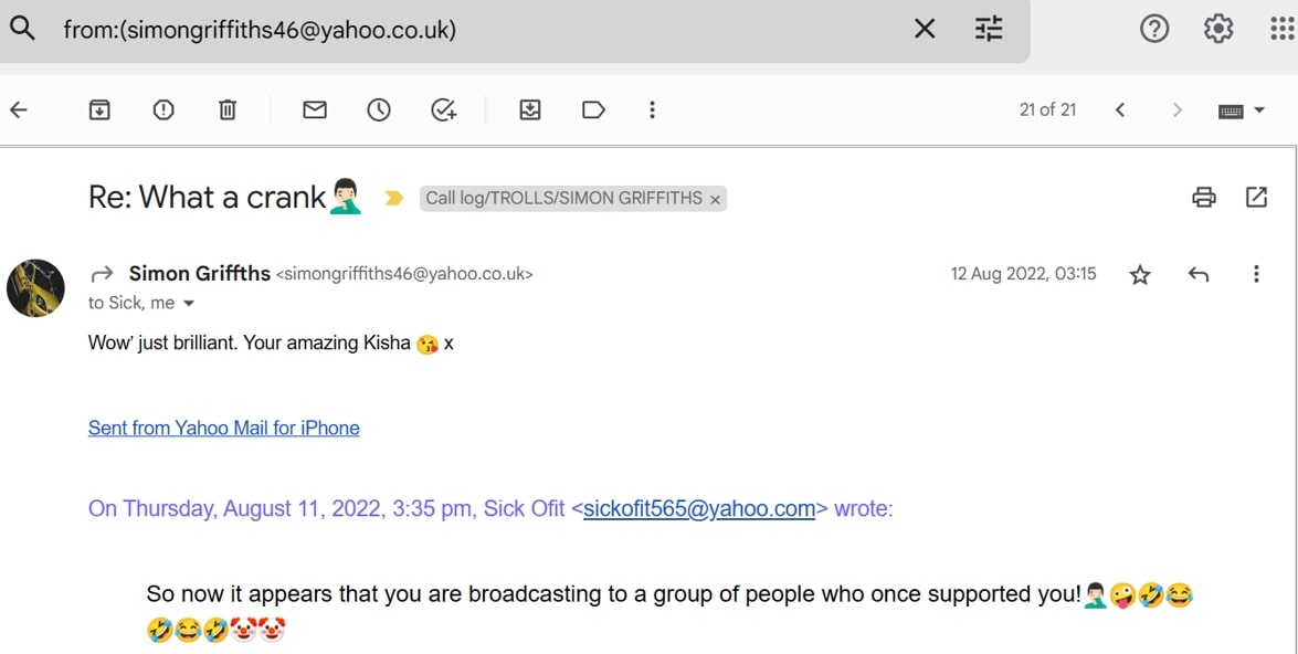 Simon Griffiths mentions Kisha