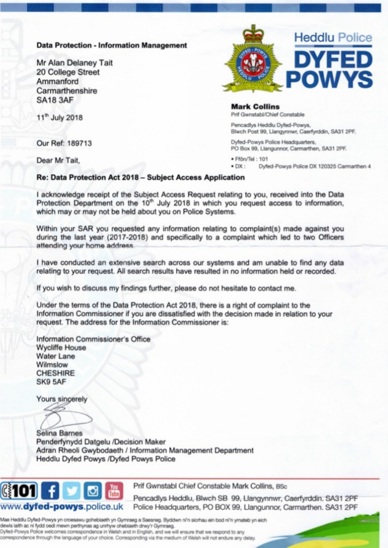 Subject access request document