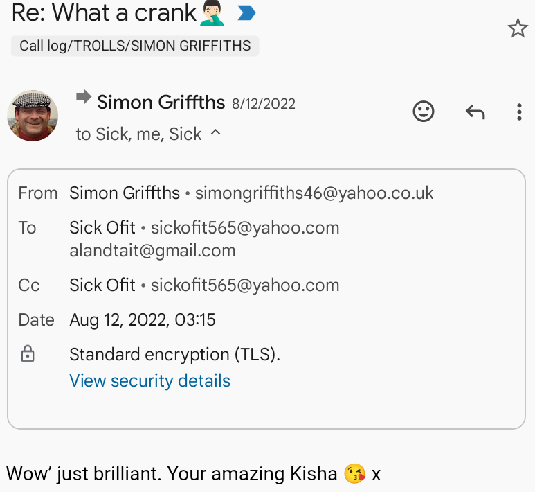 Simon Griffiths mentions Kisha