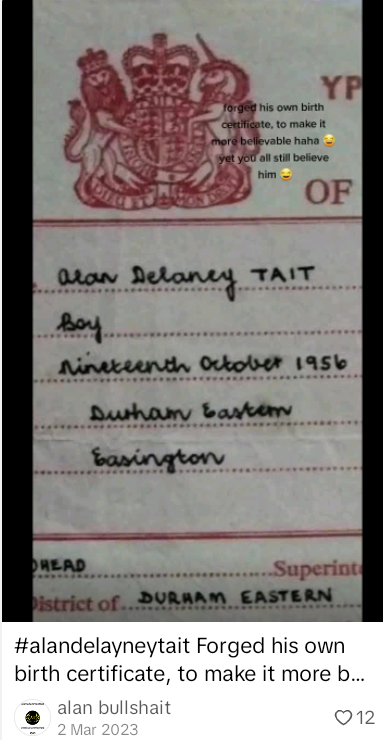Claim that I forged my own birth certificate