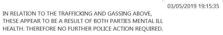 Police statement about both parties mental health