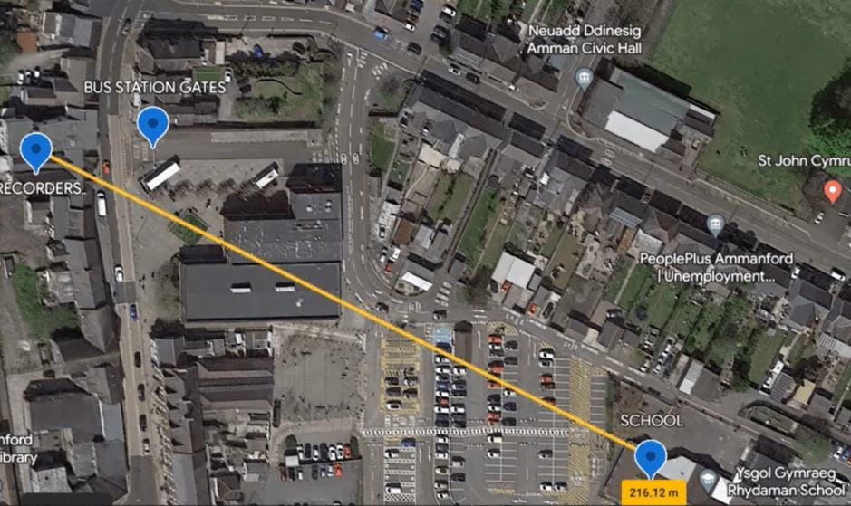 School location map – 216 meters from the property