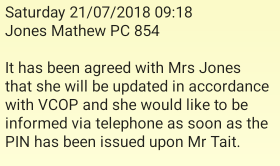 Police report extract showing predetermined outcome