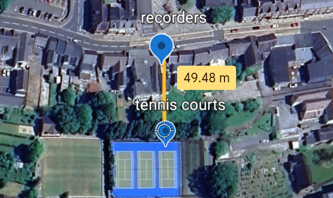 Tennis courts location map relative to the property