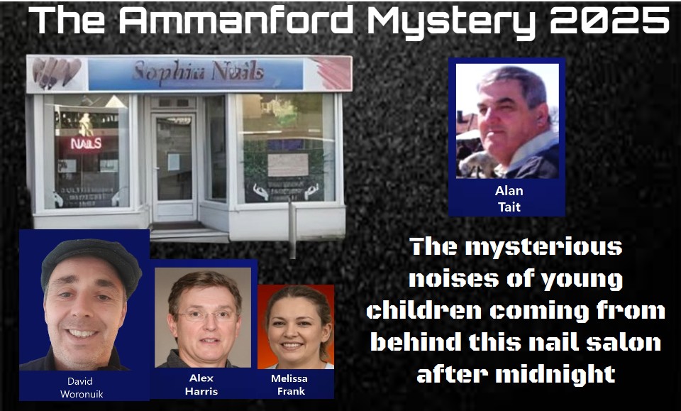 The Ammanford Mystery 2025 documentary cover featuring investigators examining evidence